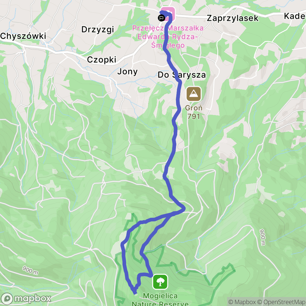 Chyszówki: mapa trasy - Poland