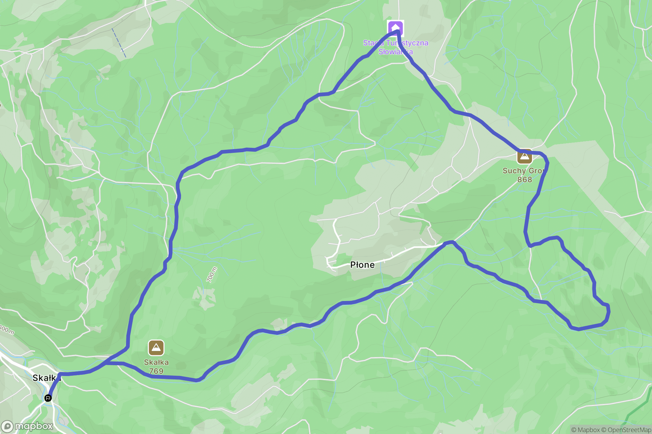 Żabnica: mapa trasy - Poland