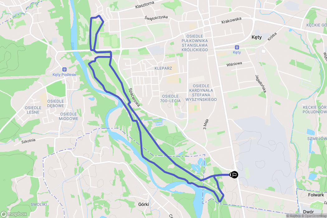Kęty: mapa trasy - Poland