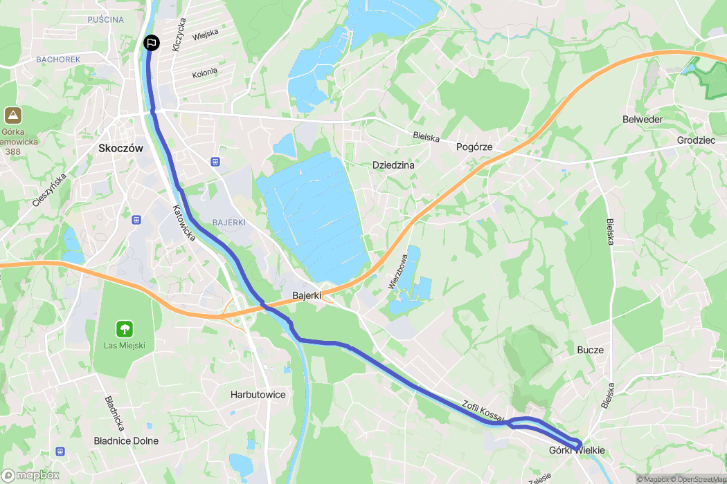 Skoczów: mapa trasy - Poland