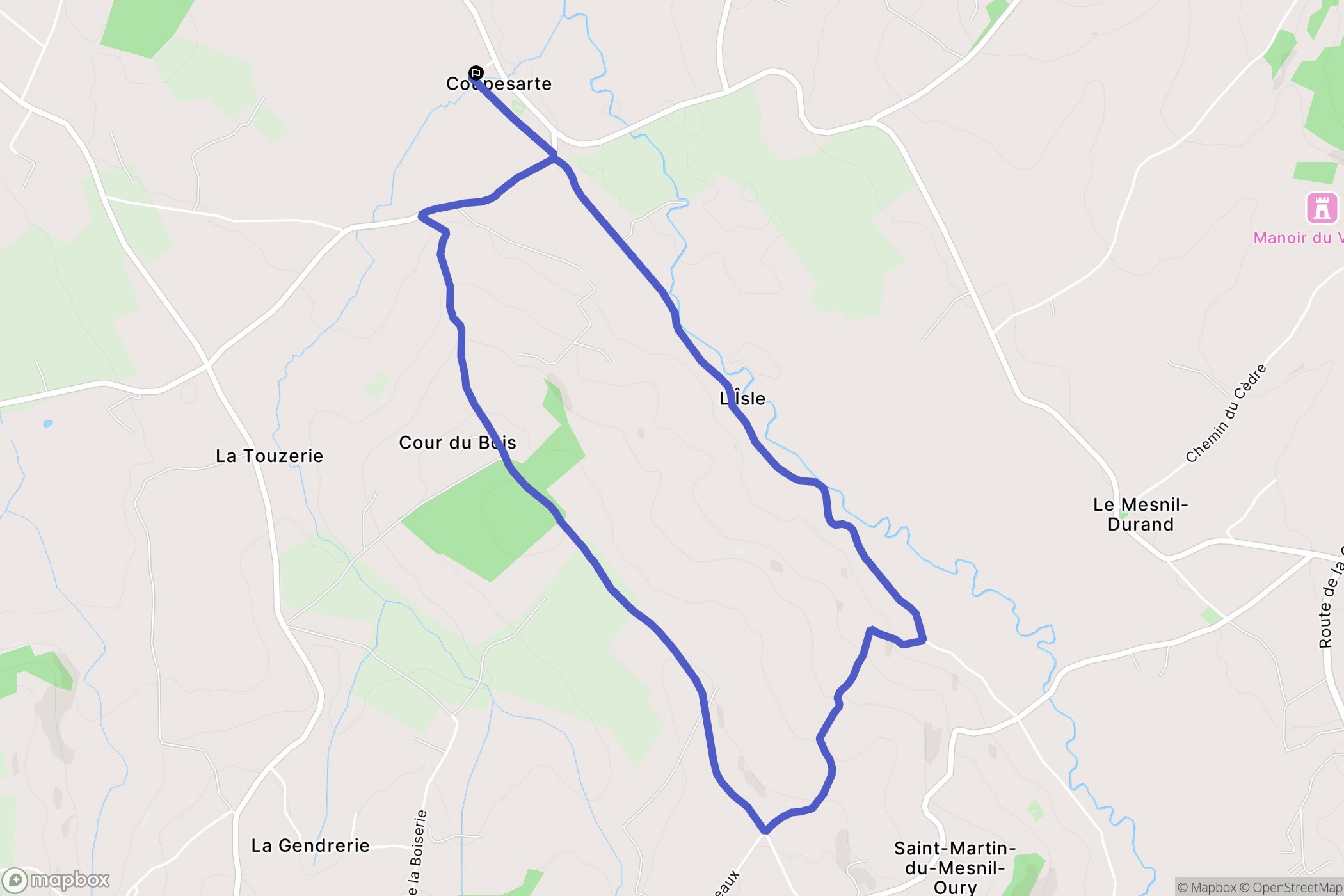 Mézidon Vallée d'Auge : carte du parcours de randonnée - France