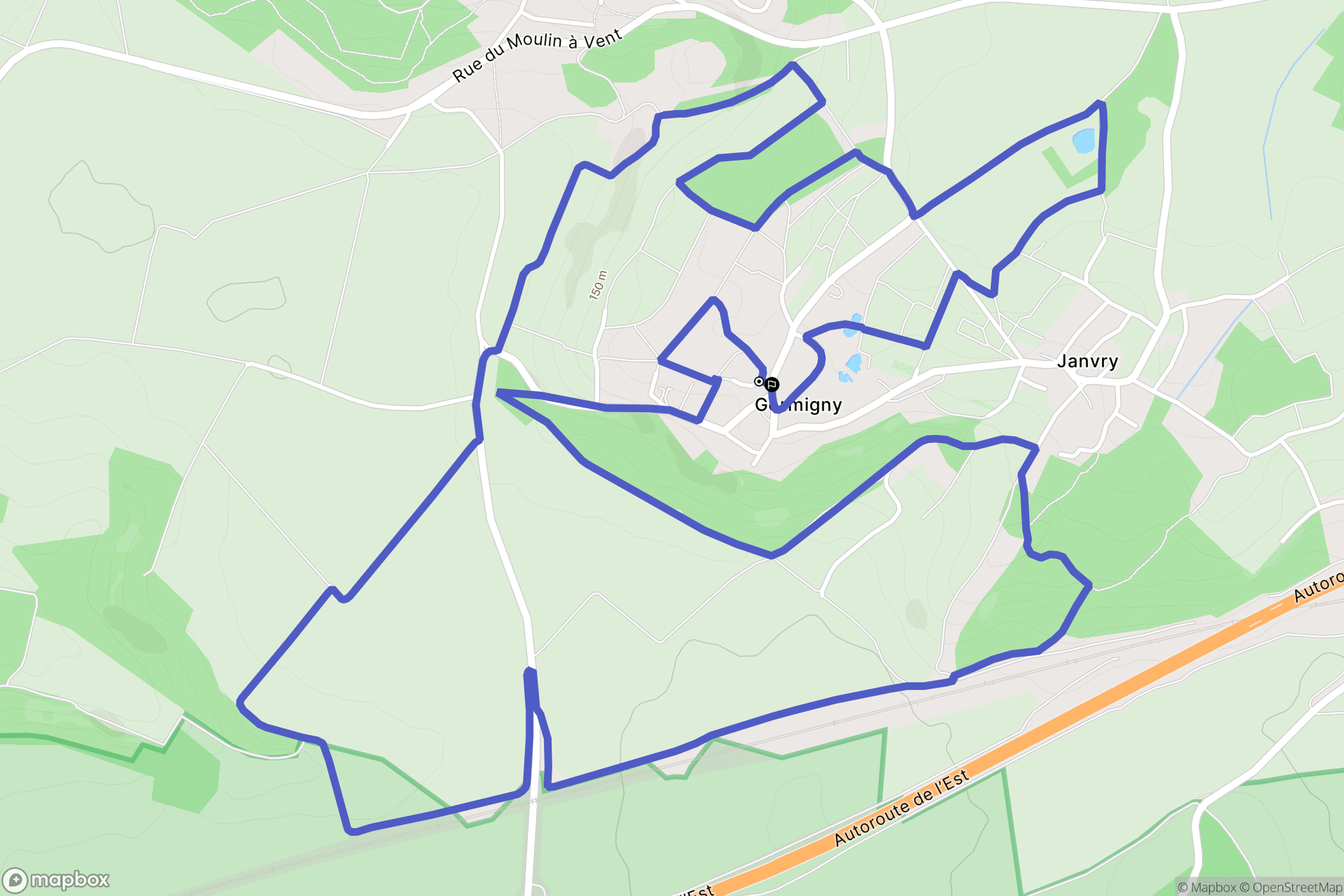 Germigny : carte du parcours de randonnée - France