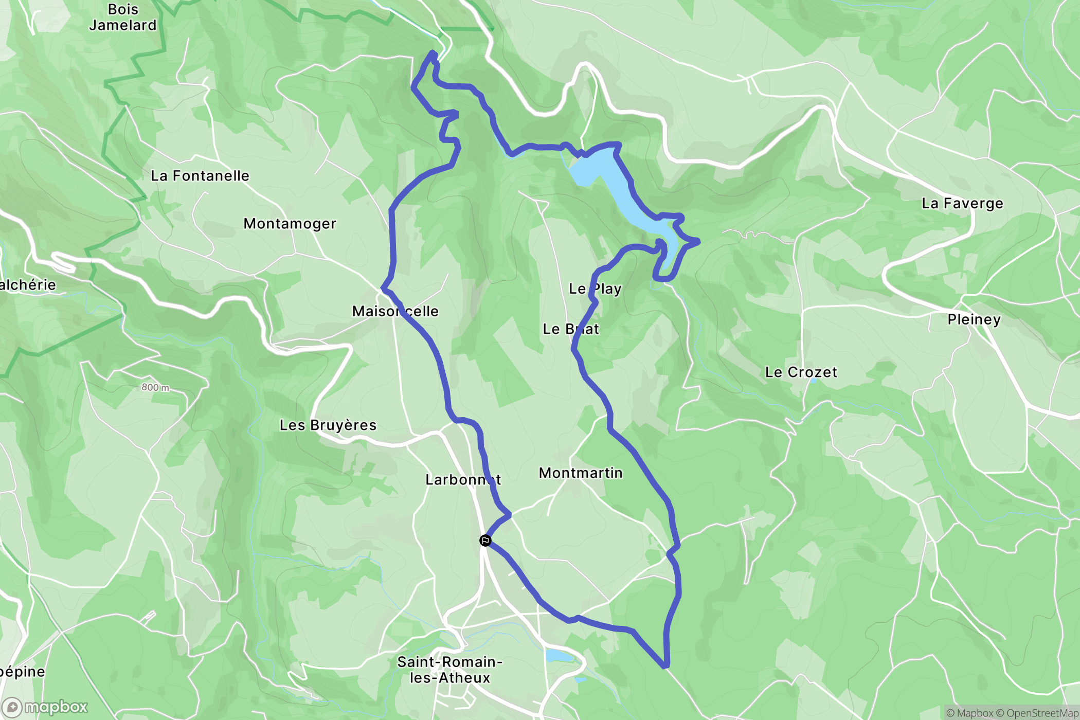 Saint-Romain-les-Atheux : carte du parcours de randonnée - France