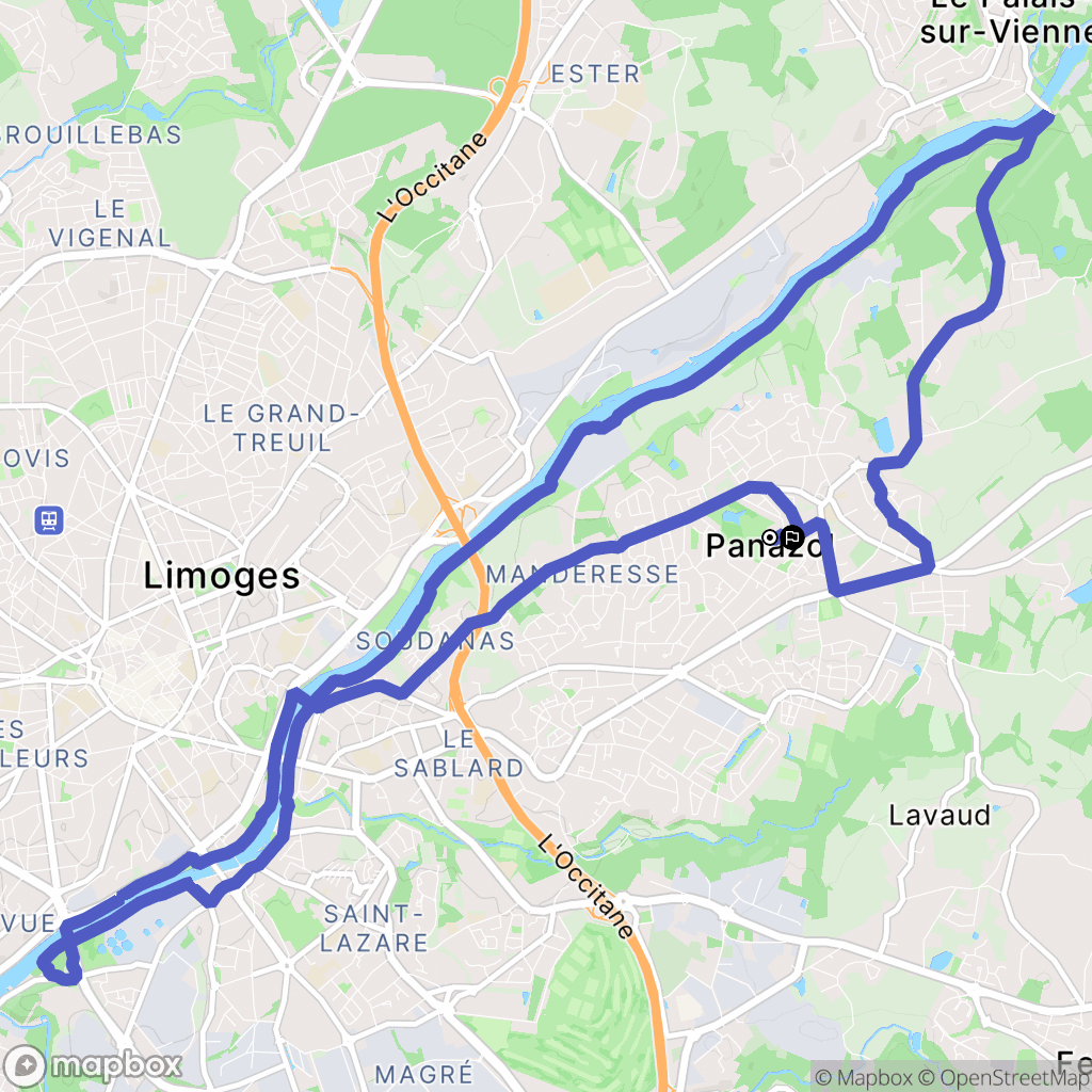 Panazol : carte du parcours de randonnée - France
