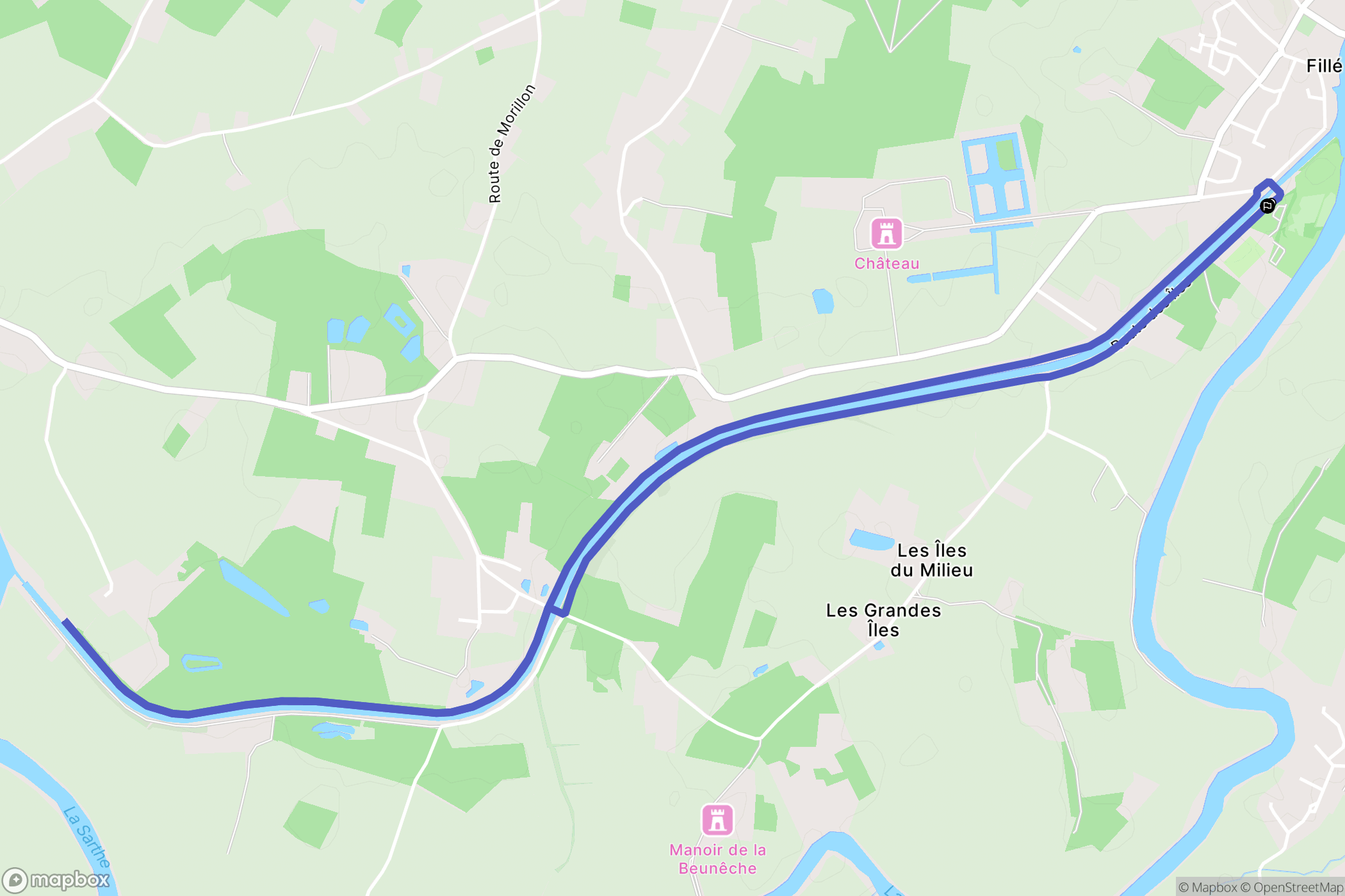 Fillé : carte du parcours de randonnée - France