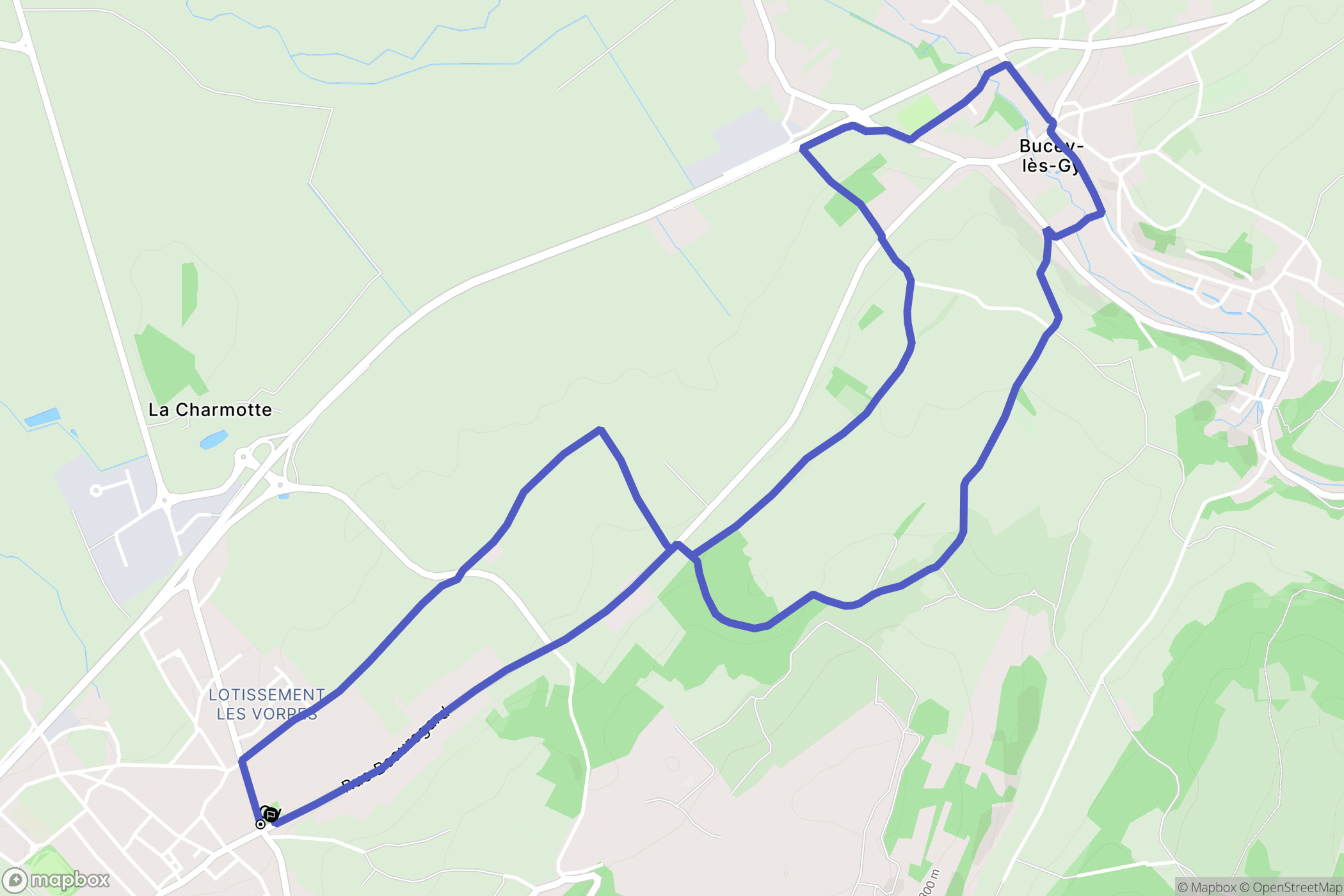 Gy : carte du parcours de randonnée - France