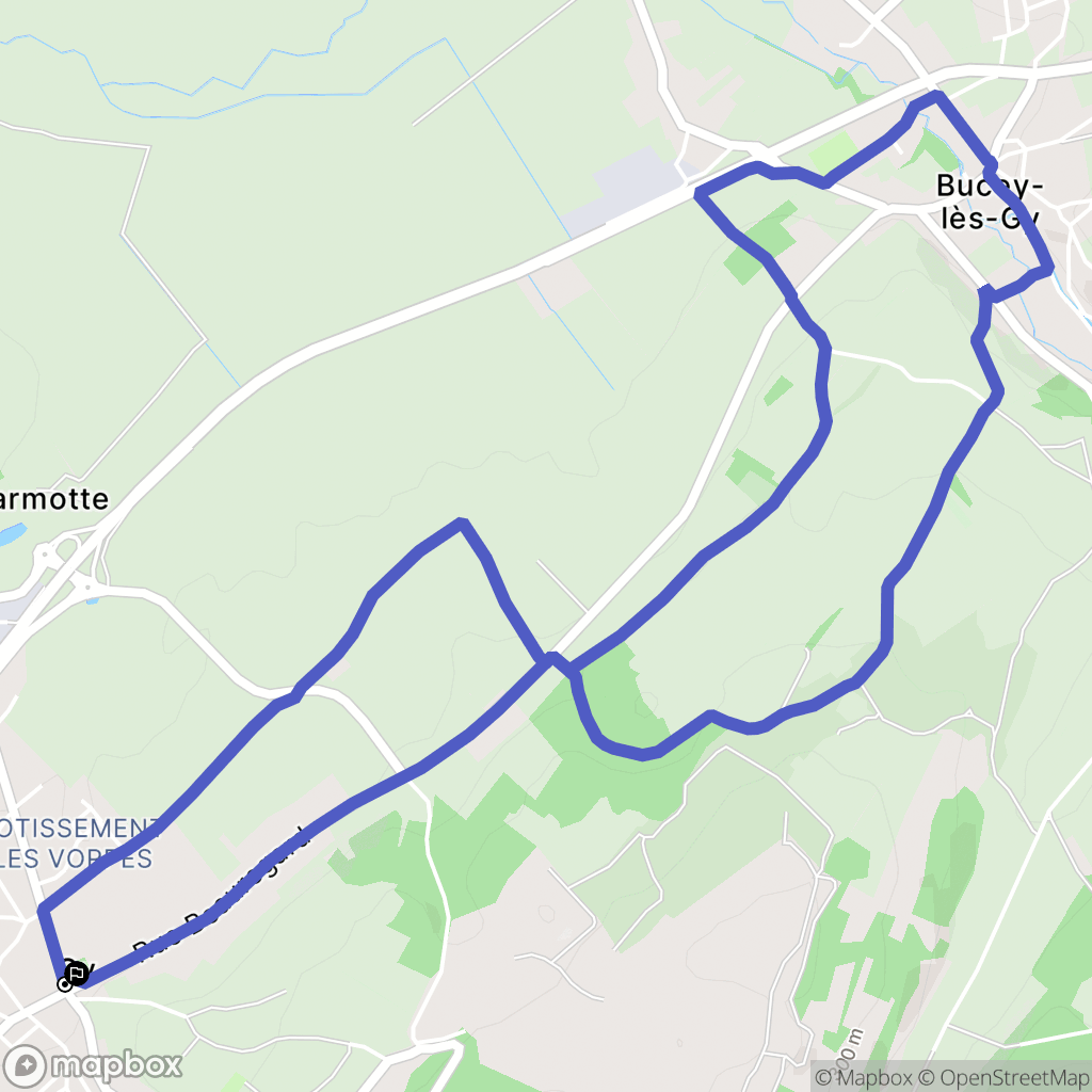 Gy : carte du parcours de randonnée - France