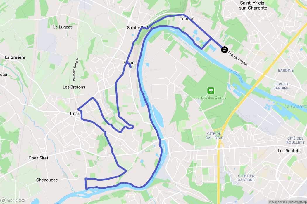 Saint-Yrieix-sur-Charente : carte du parcours de randonnée - France
