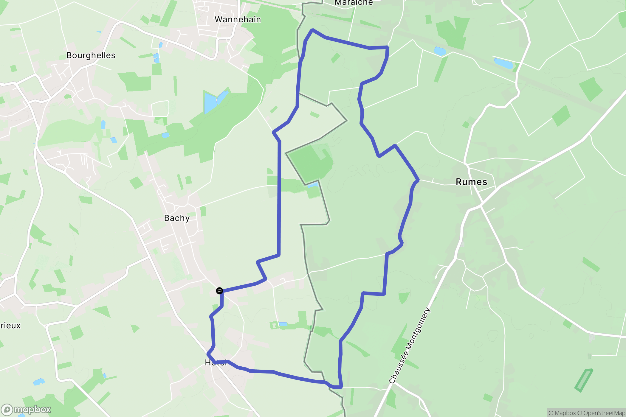 Bachy : carte du parcours de randonnée - France