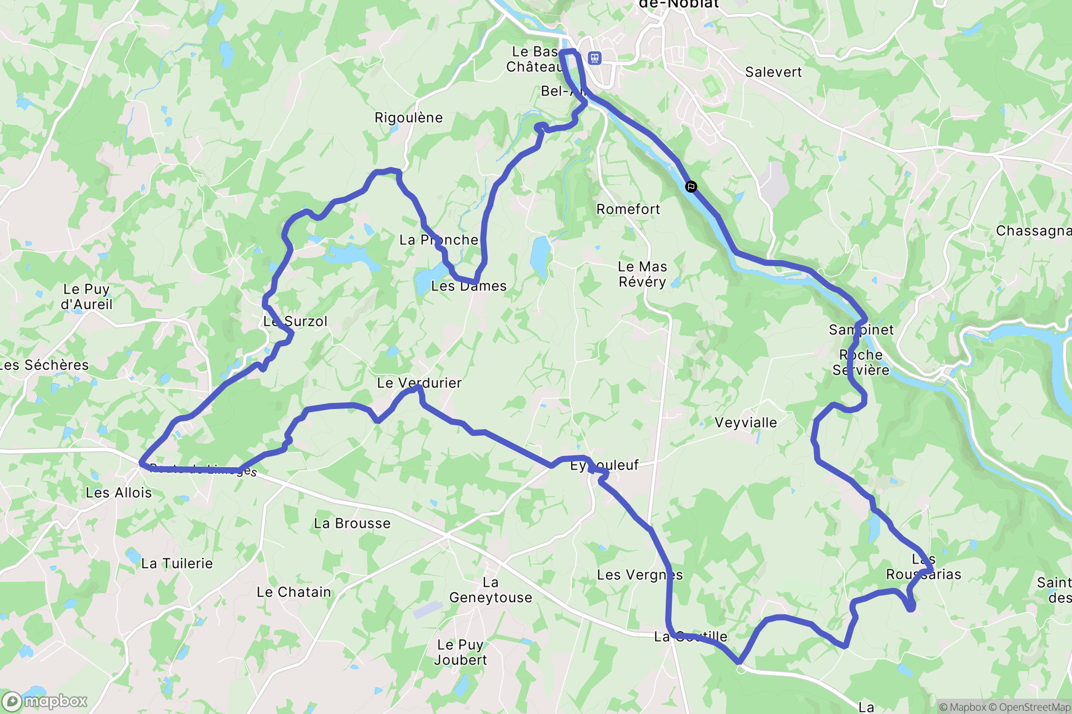 Saint-Léonard-de-Noblat : carte du parcours de randonnée - France