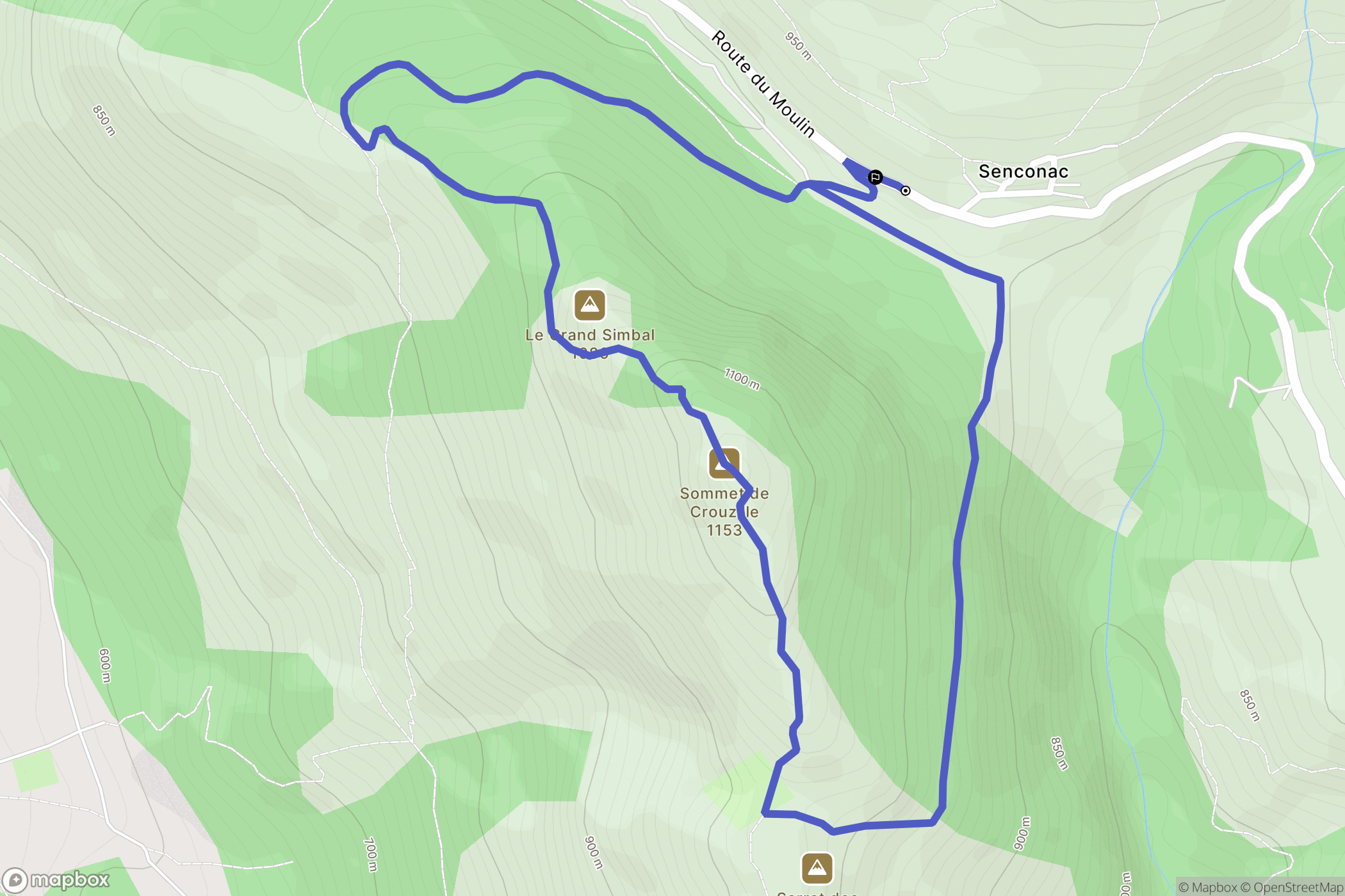 Senconac : carte du parcours de randonnée - France