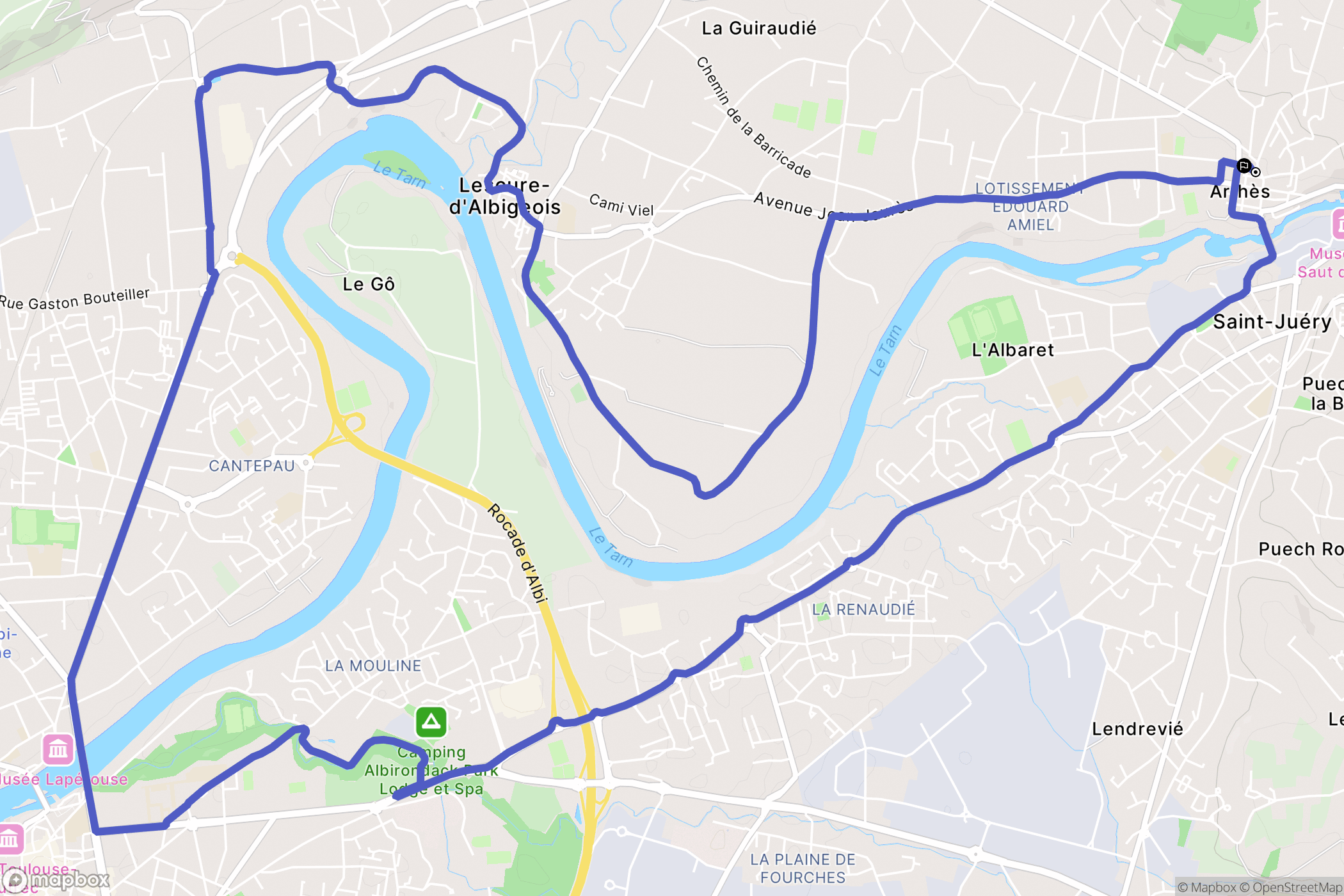 Arthès : carte du parcours de randonnée - France