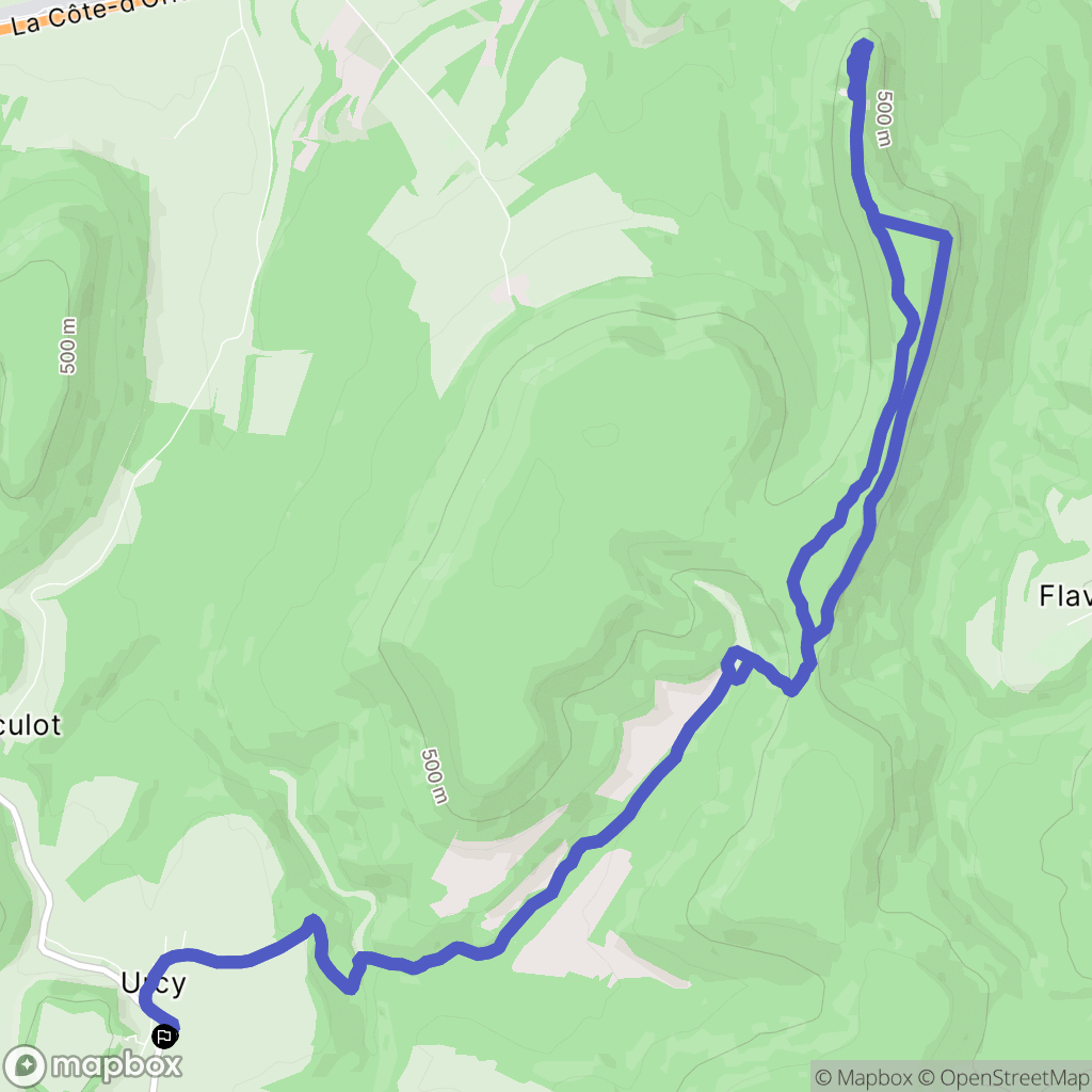 Urcy : carte du parcours de randonnée - France
