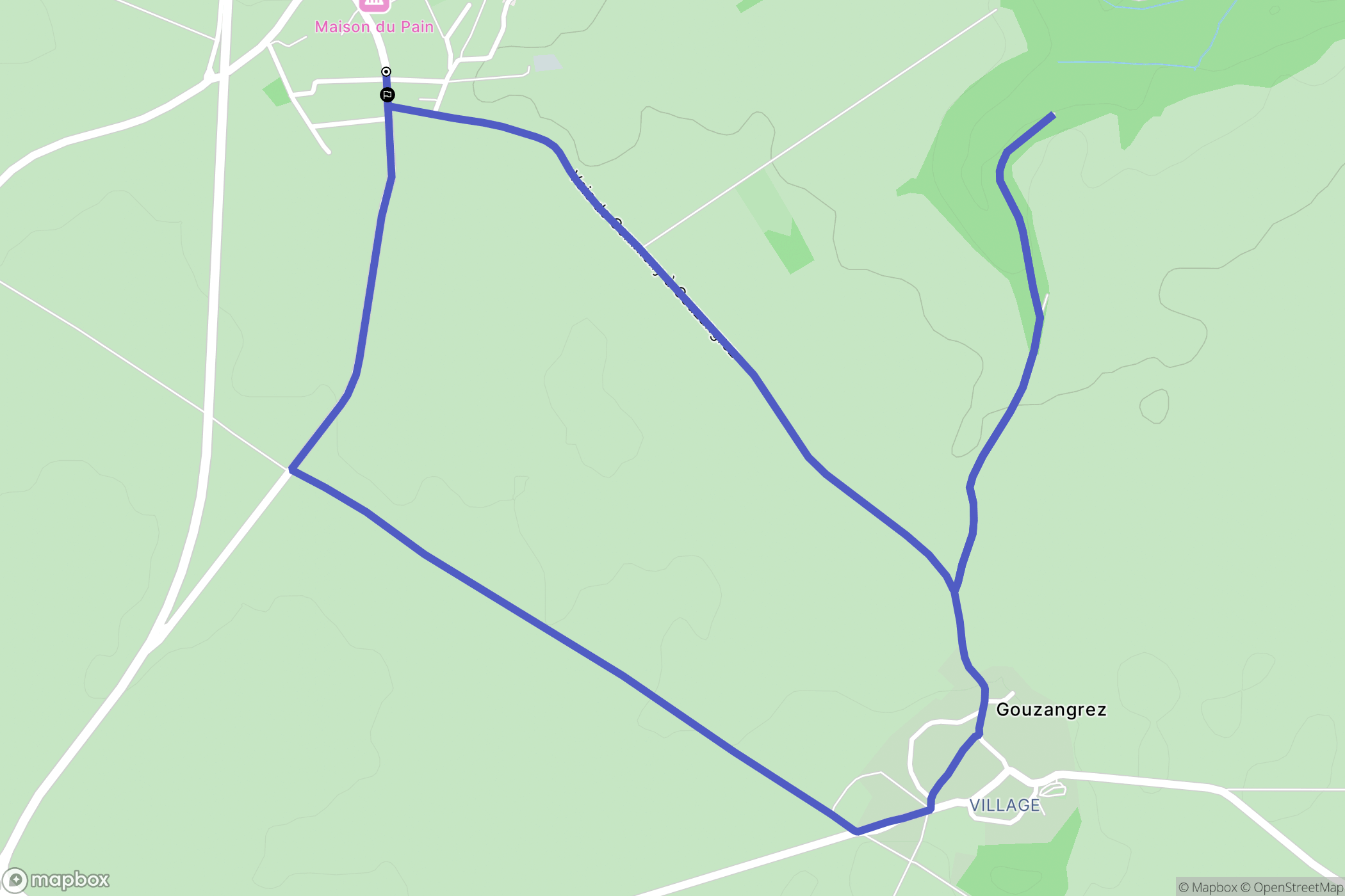 Commeny : carte du parcours de randonnée - France