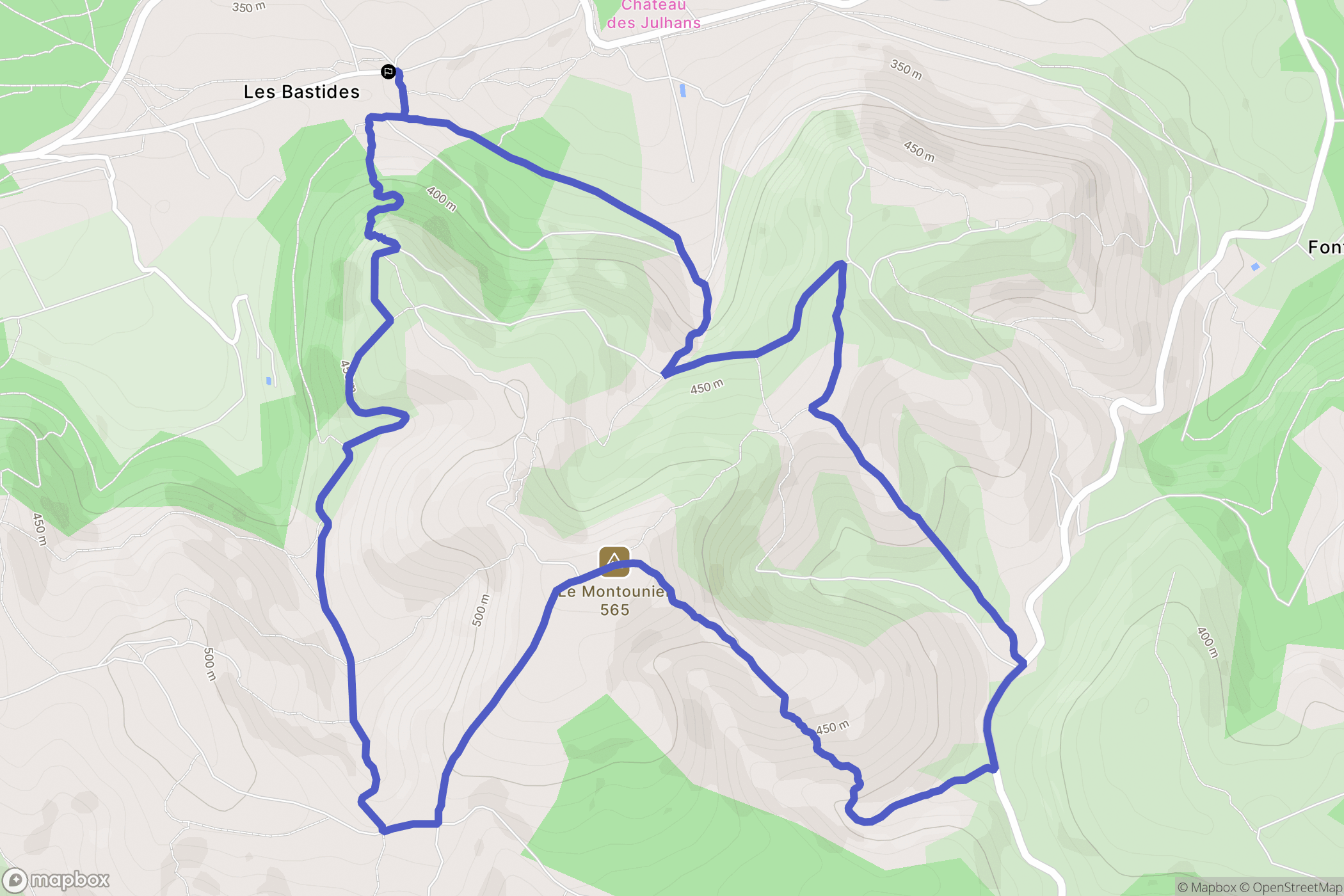 Roquefort-la-Bédoule : carte du parcours de randonnée - France
