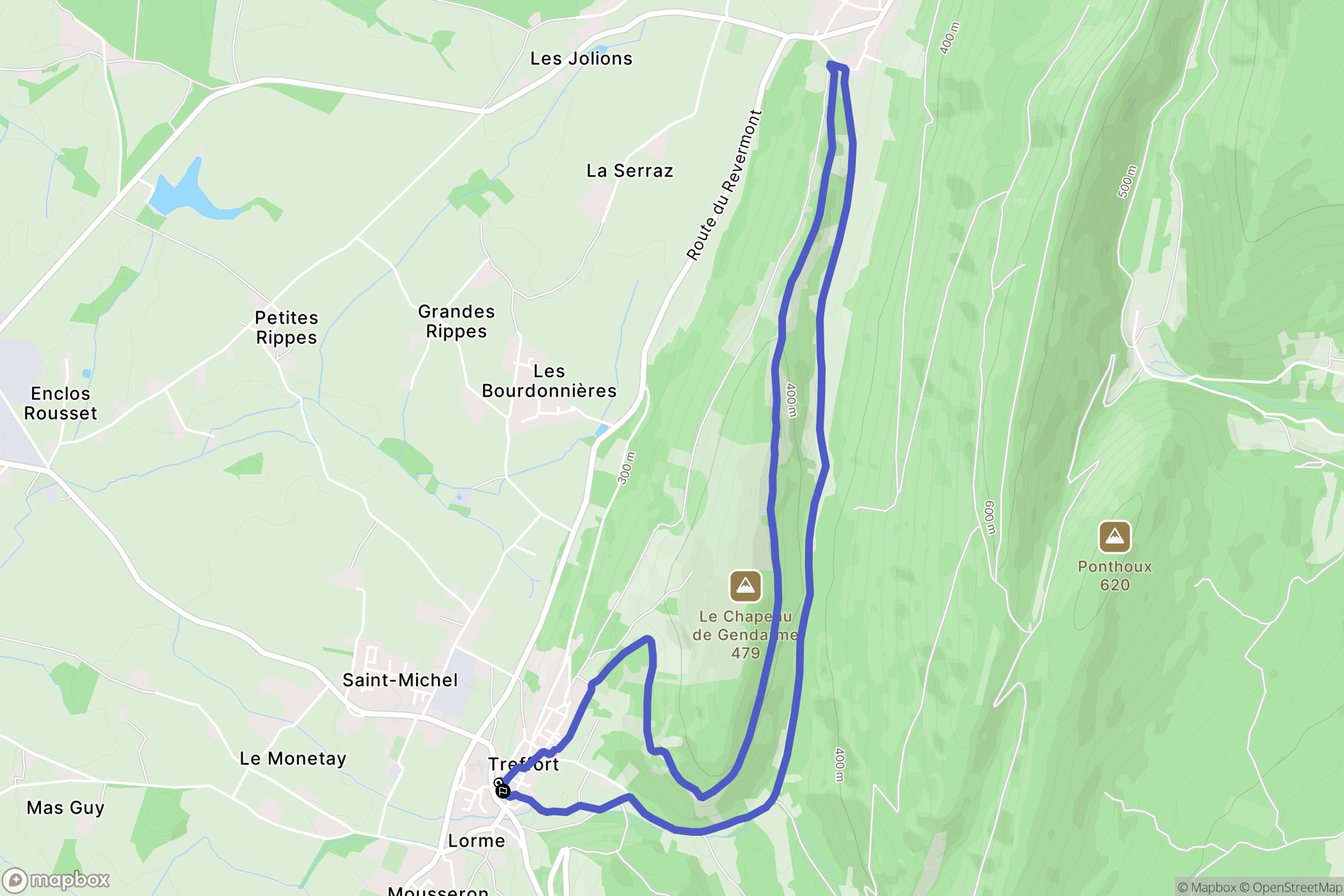 Val-Revermont : carte du parcours de randonnée - France