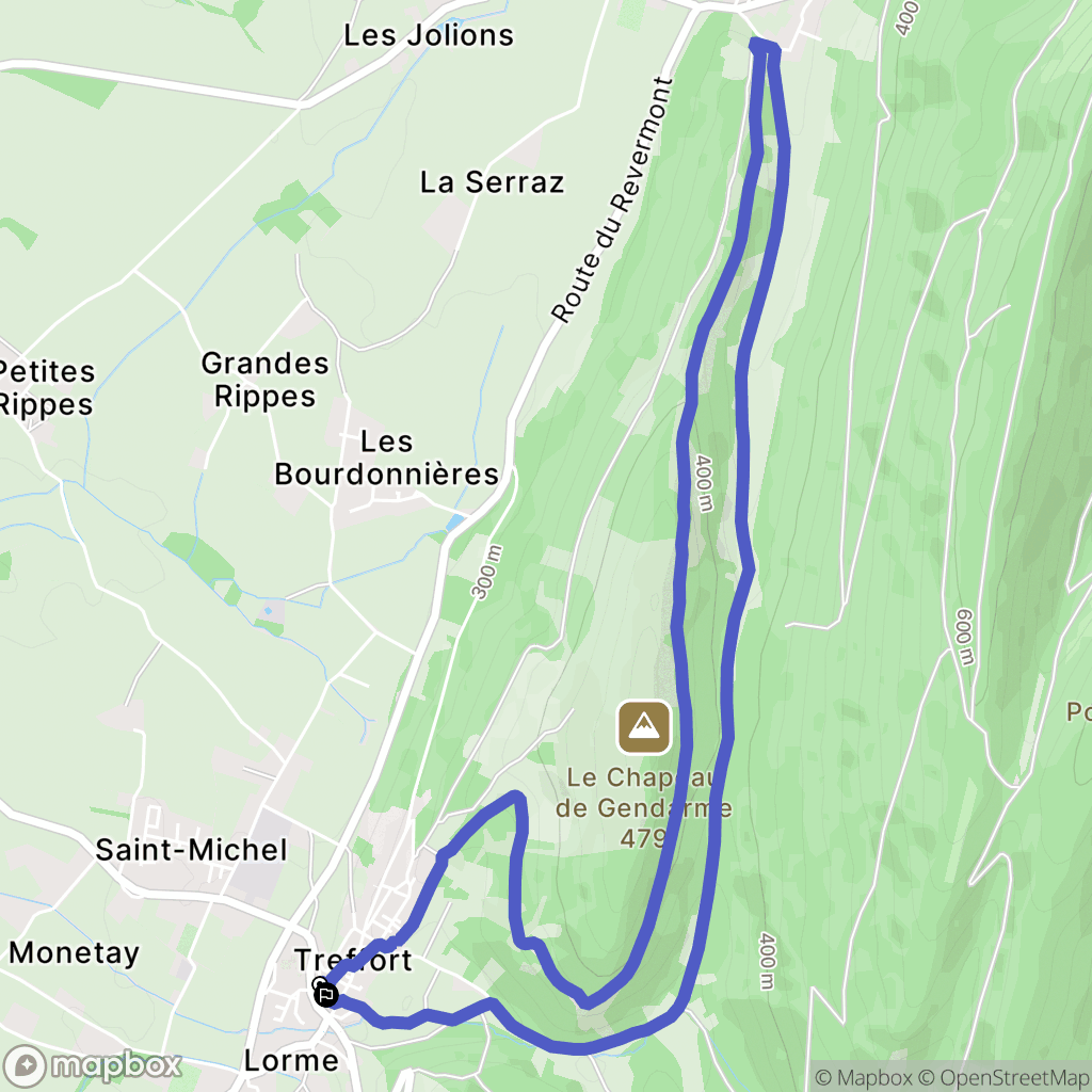 Val-Revermont : carte du parcours de randonnée - France