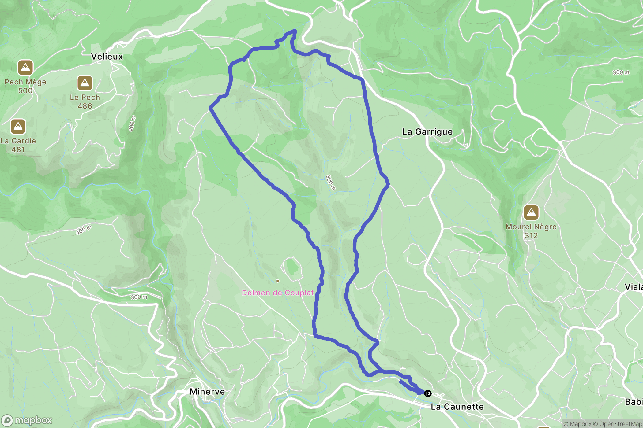 La Caunette : carte du parcours de randonnée - France