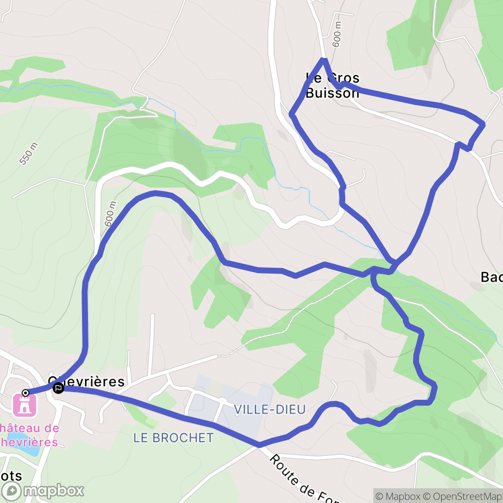 Chevrières : carte du parcours de randonnée - France