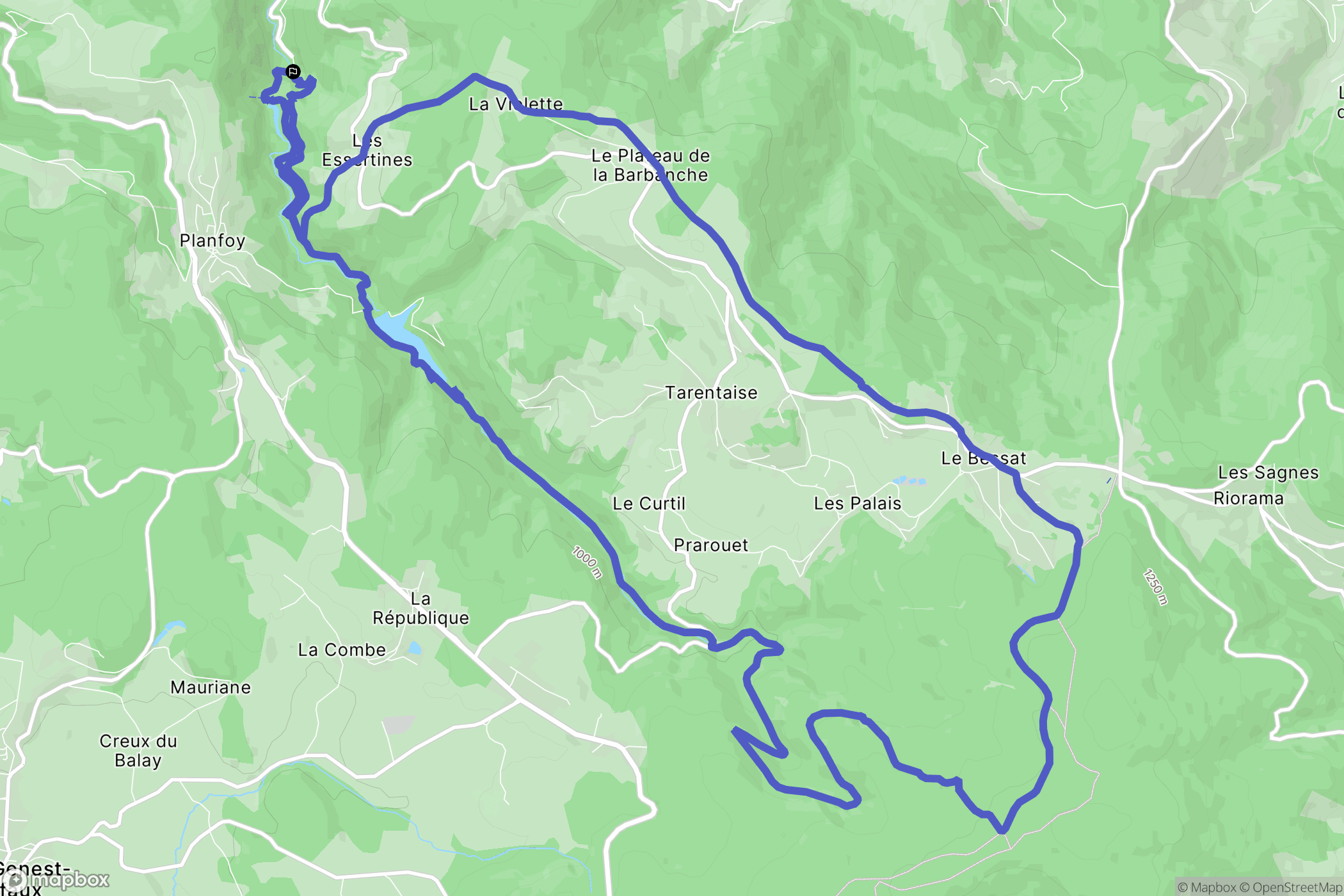 Saint-Étienne : carte du parcours de randonnée - France