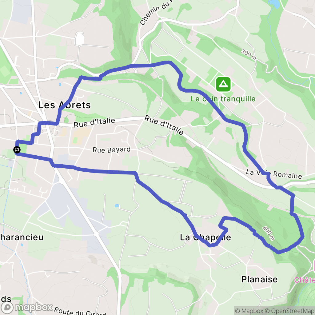 Les Abrets en Dauphiné : carte du parcours de randonnée - France