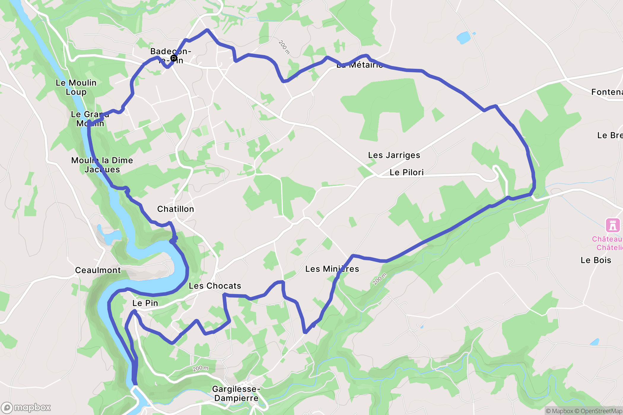Badecon-le-Pin : carte du parcours de randonnée - France
