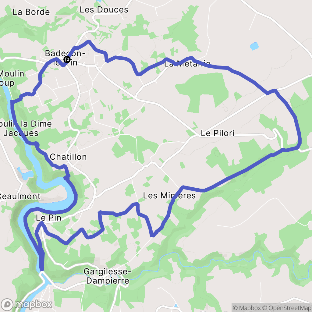 Badecon-le-Pin : carte du parcours de randonnée - France