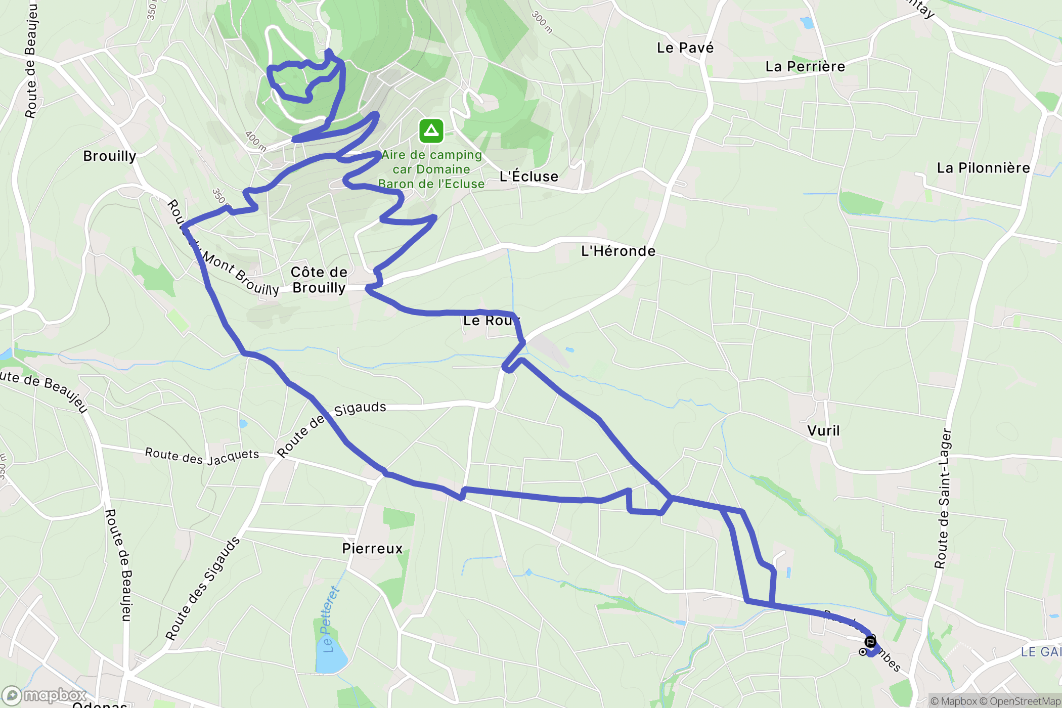 Charentay : carte du parcours de randonnée - France