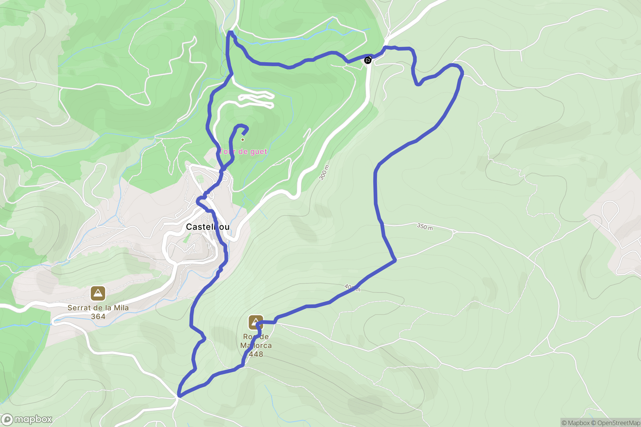 Castelnou : carte du parcours de randonnée - France