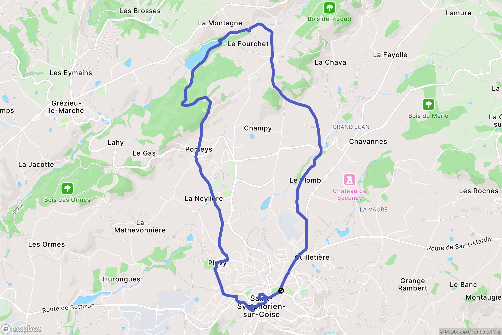 Saint-Symphorien-sur-Coise : carte du parcours de randonnée - France