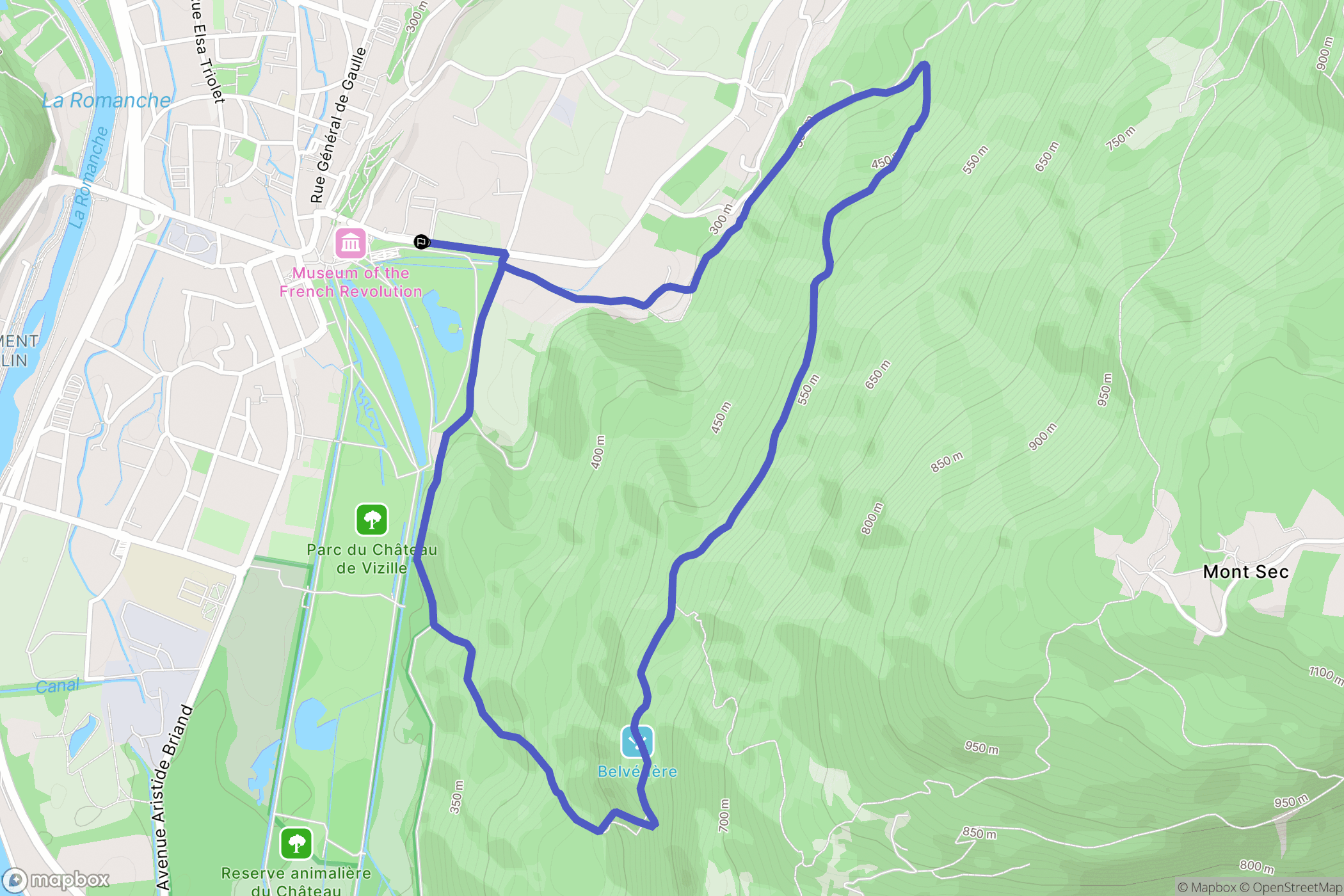 Vizille : carte du parcours de randonnée - France