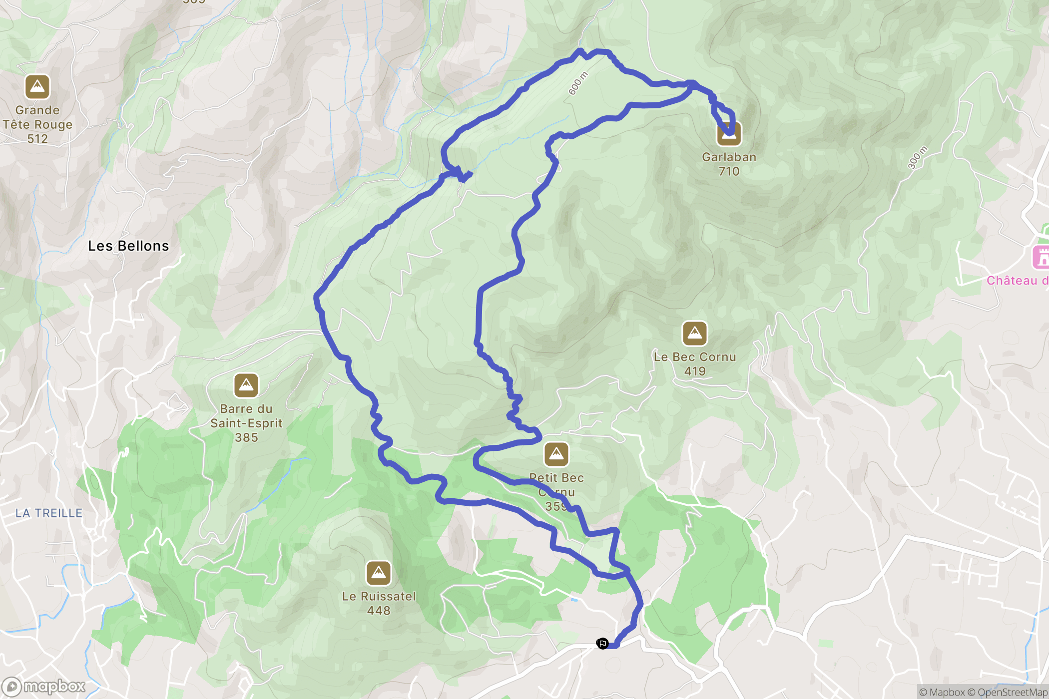 Aubagne : carte du parcours de randonnée - France