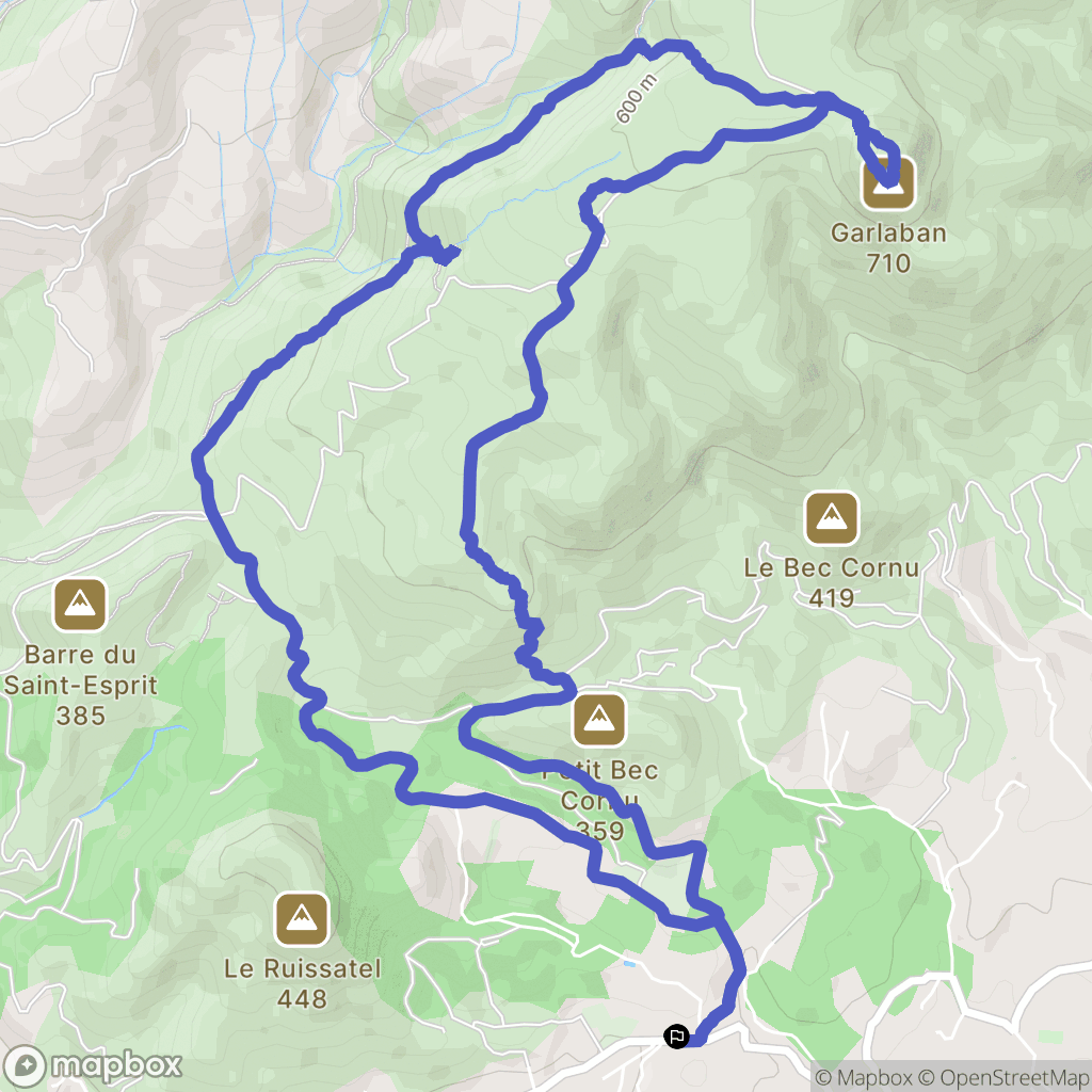 Aubagne : carte du parcours de randonnée - France