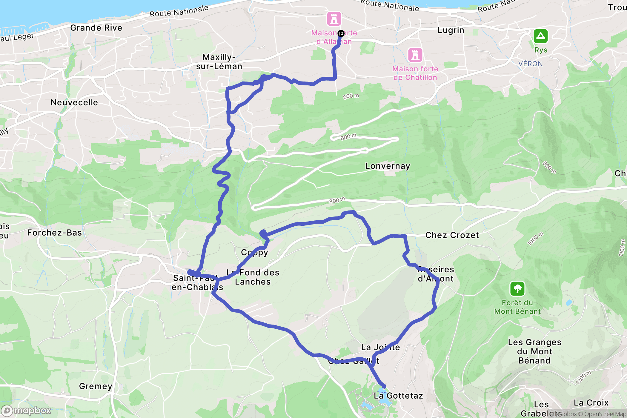 Lugrin : carte du parcours de randonnée - France