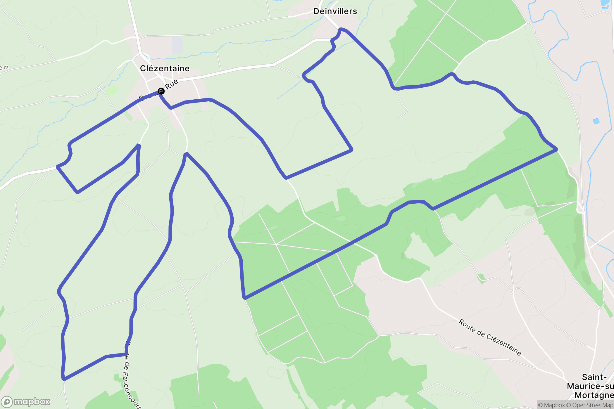 Clézentaine : carte du parcours de randonnée - France