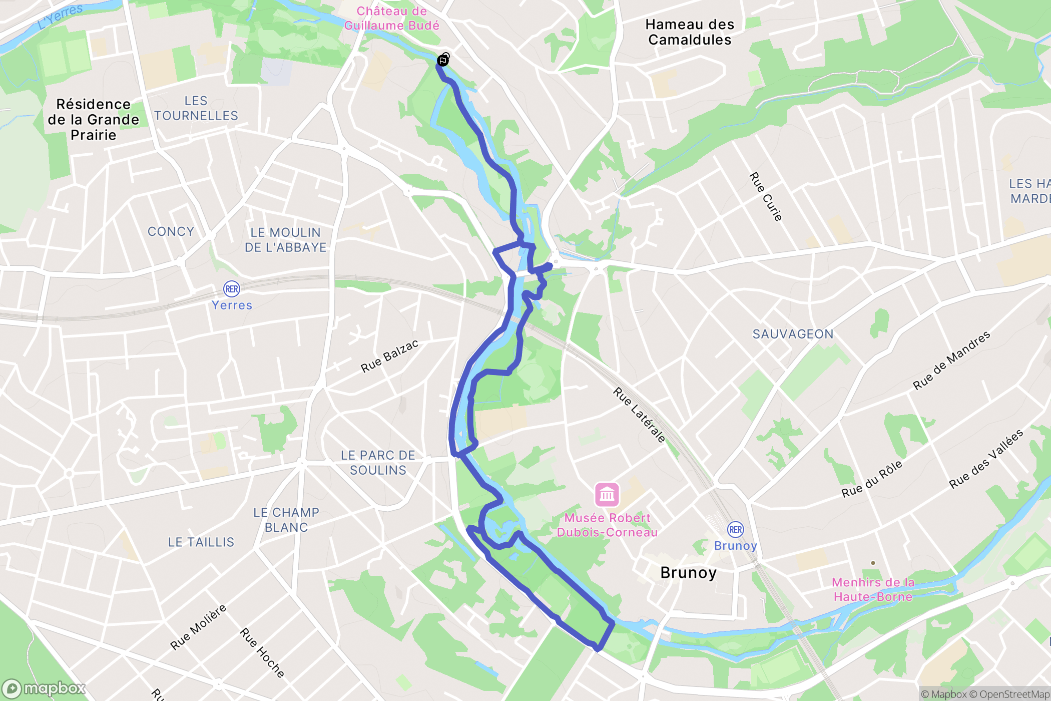 Yerres : carte du parcours de randonnée - France