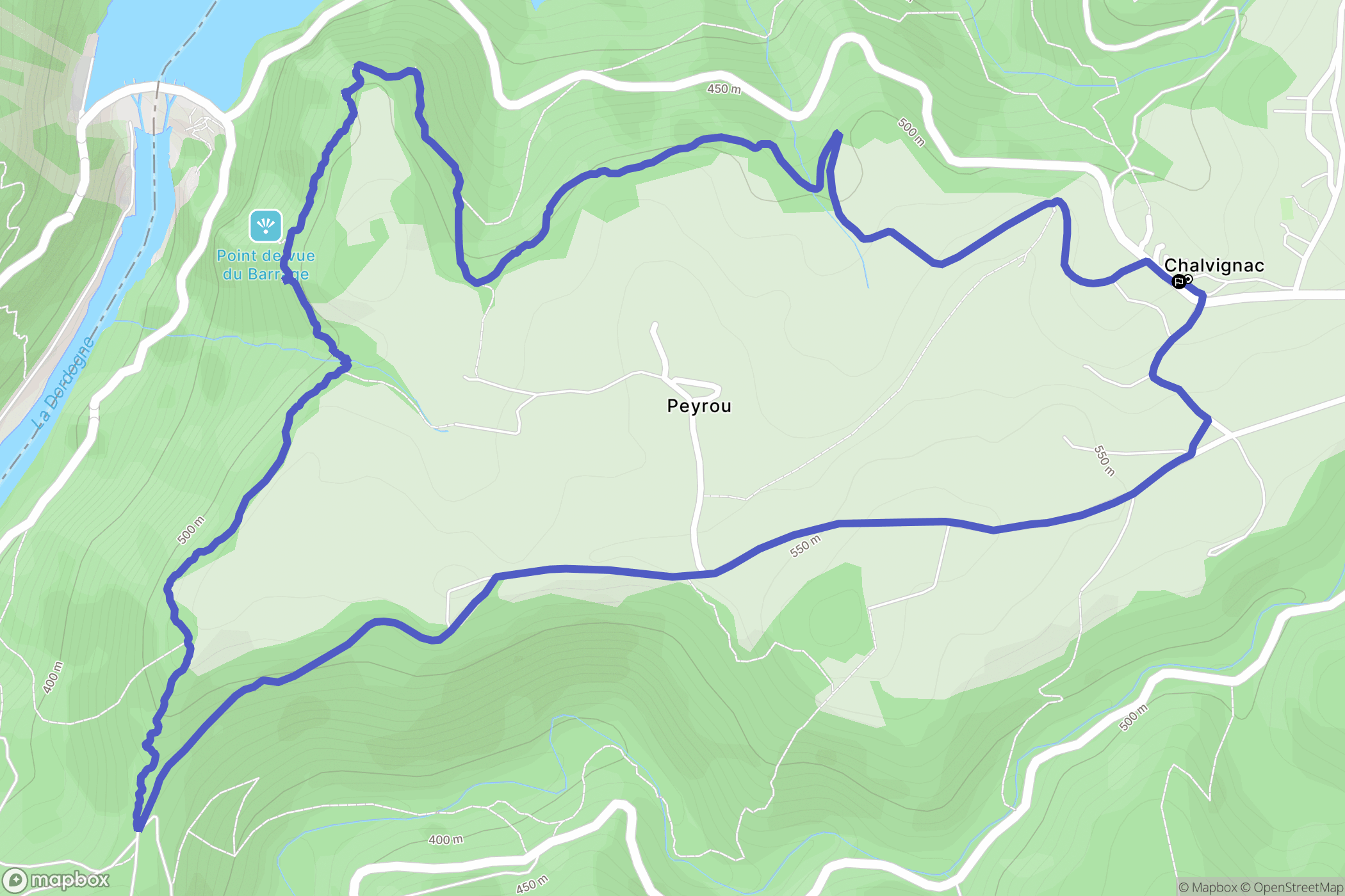 Chalvignac : carte du parcours de randonnée - France