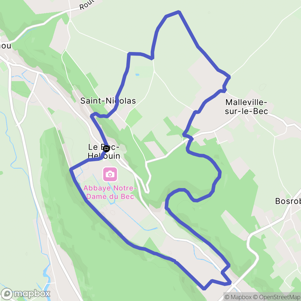 Le Bec-Hellouin : carte du parcours de randonnée - France