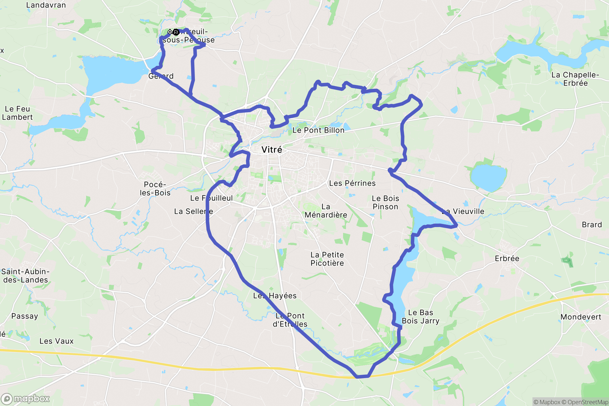 Montreuil-sous-Pérouse : carte du parcours de randonnée - France
