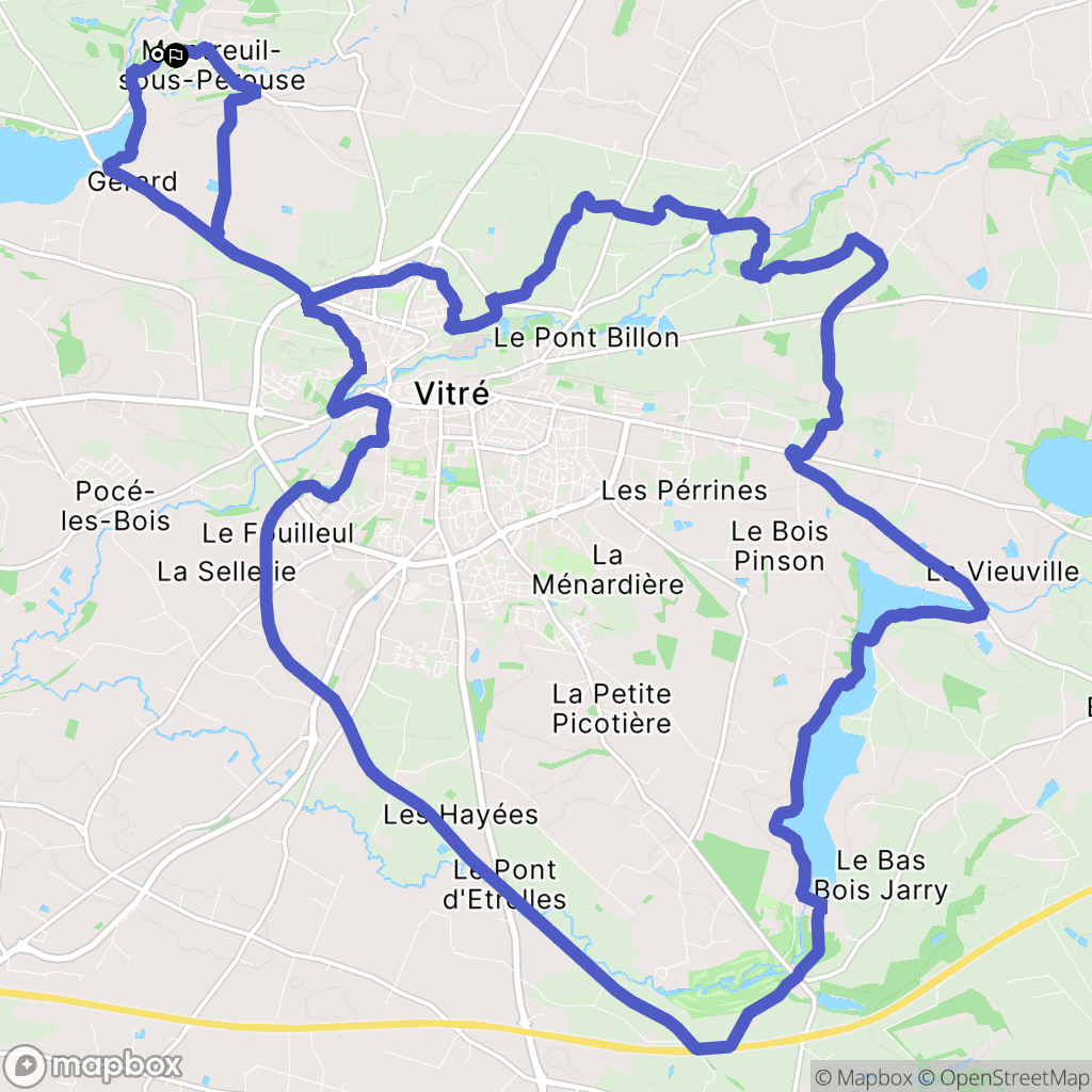 Montreuil-sous-Pérouse : carte du parcours de randonnée - France