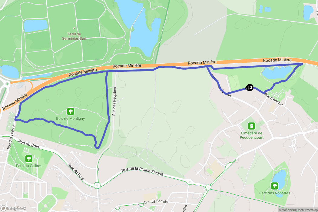 Pecquencourt : carte du parcours de randonnée - France