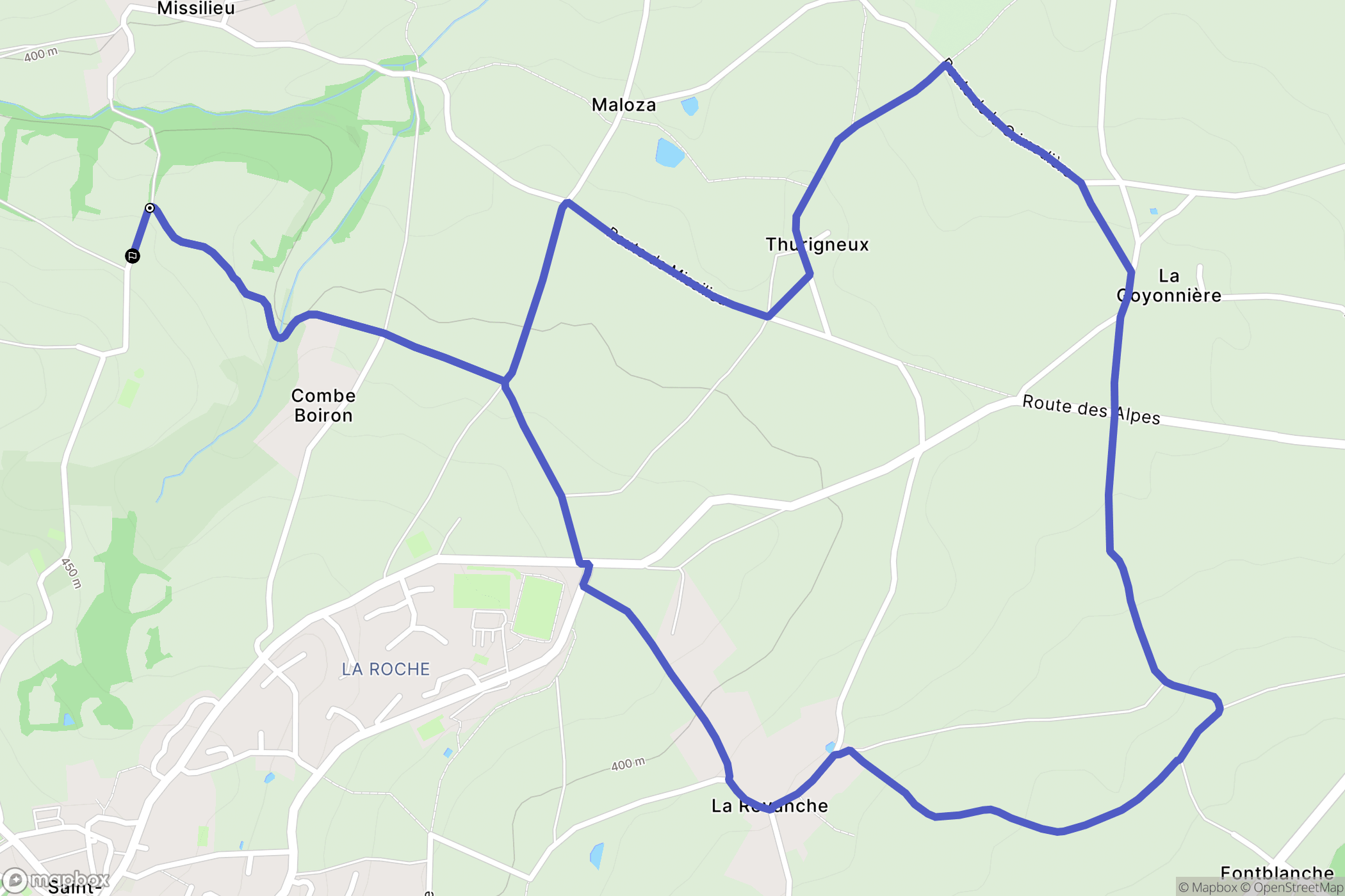 Chabanière : carte du parcours de randonnée - France