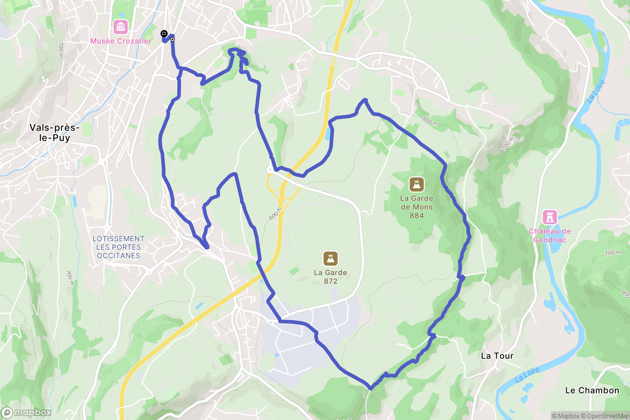 Le Puy-en-Velay : carte du parcours de randonnée - France