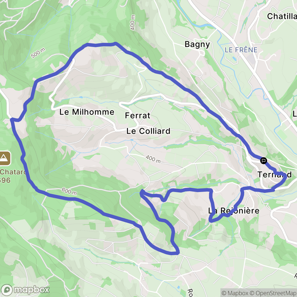 Ternand : carte du parcours de randonnée - France