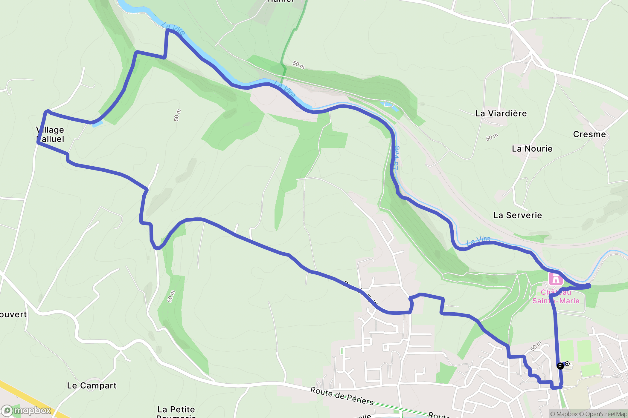 Agneaux : carte du parcours de randonnée - France