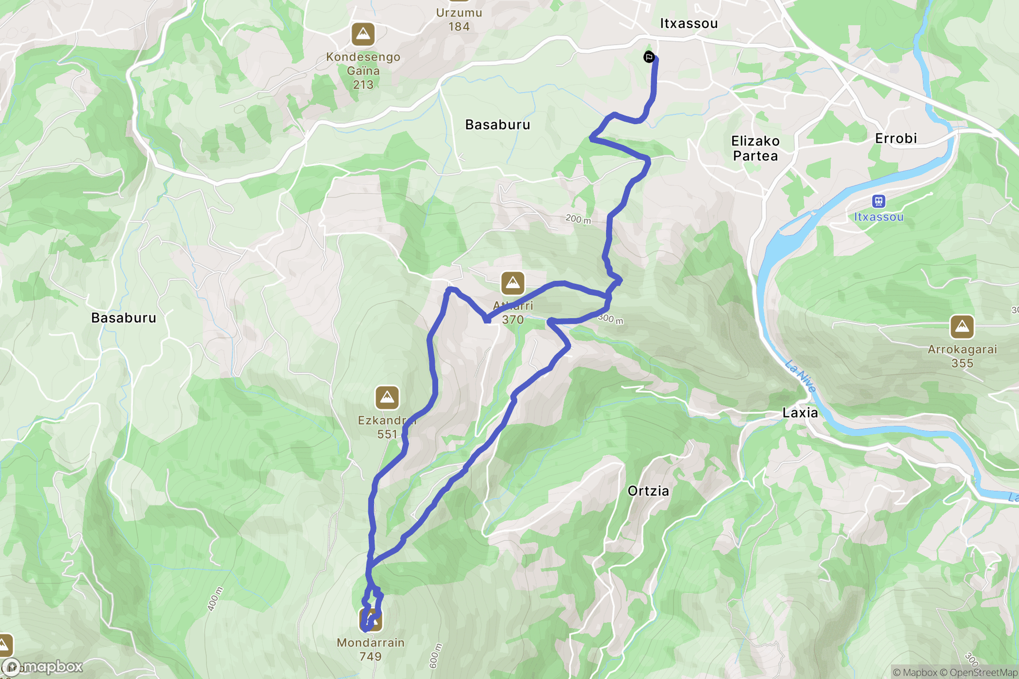 Itxassou : carte du parcours de randonnée - France