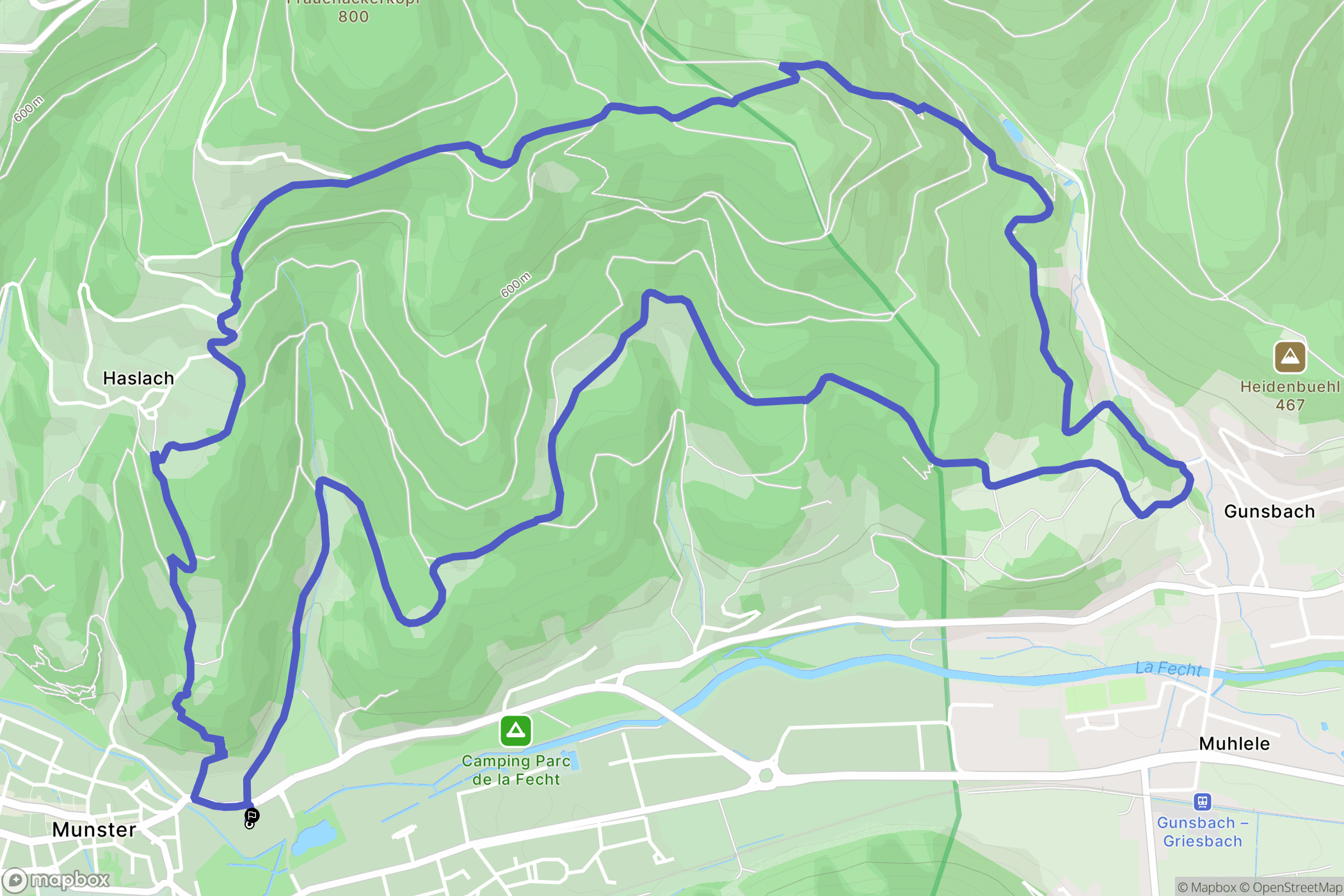 Munster : carte du parcours de randonnée - France