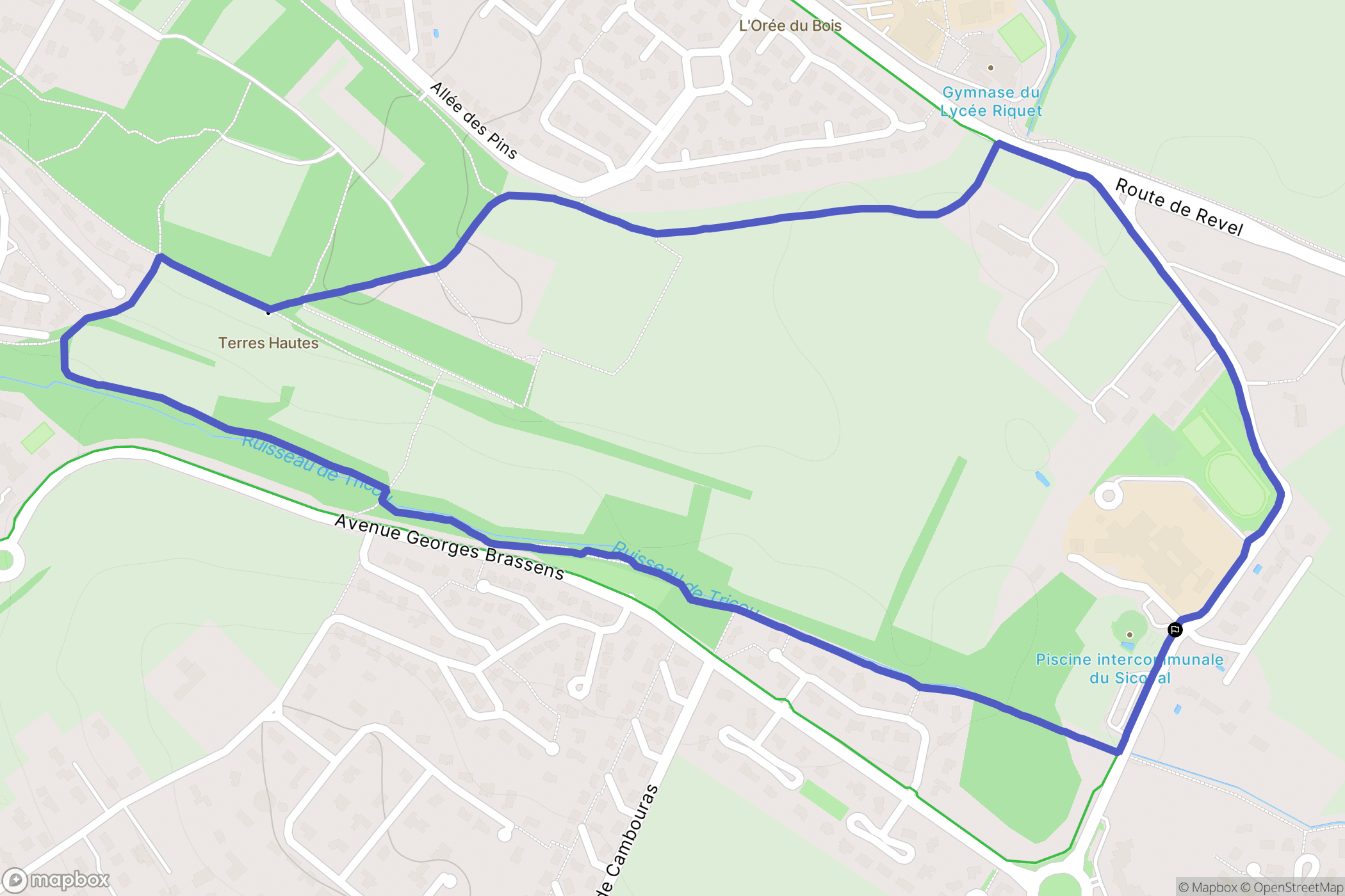 Saint-Orens-de-Gameville : carte du parcours de randonnée - France