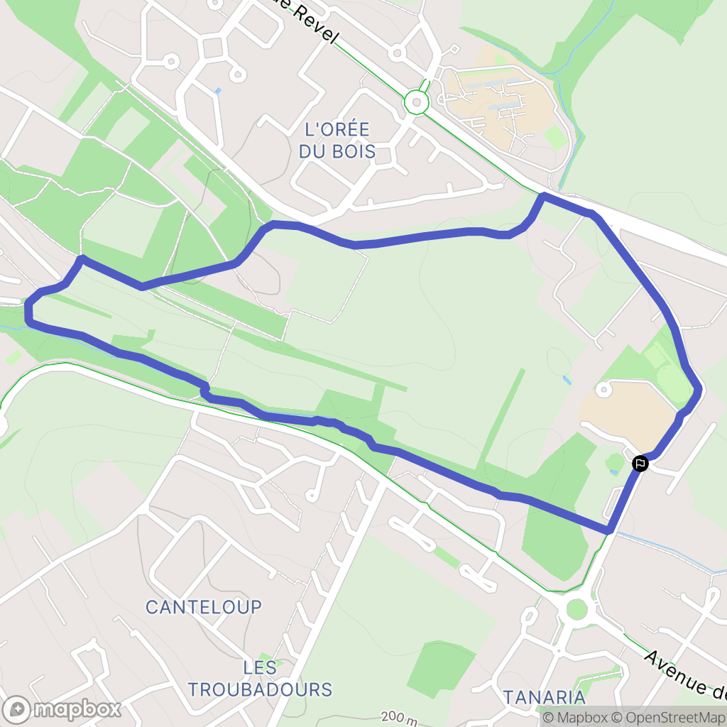 Saint-Orens-de-Gameville : carte du parcours de randonnée - France