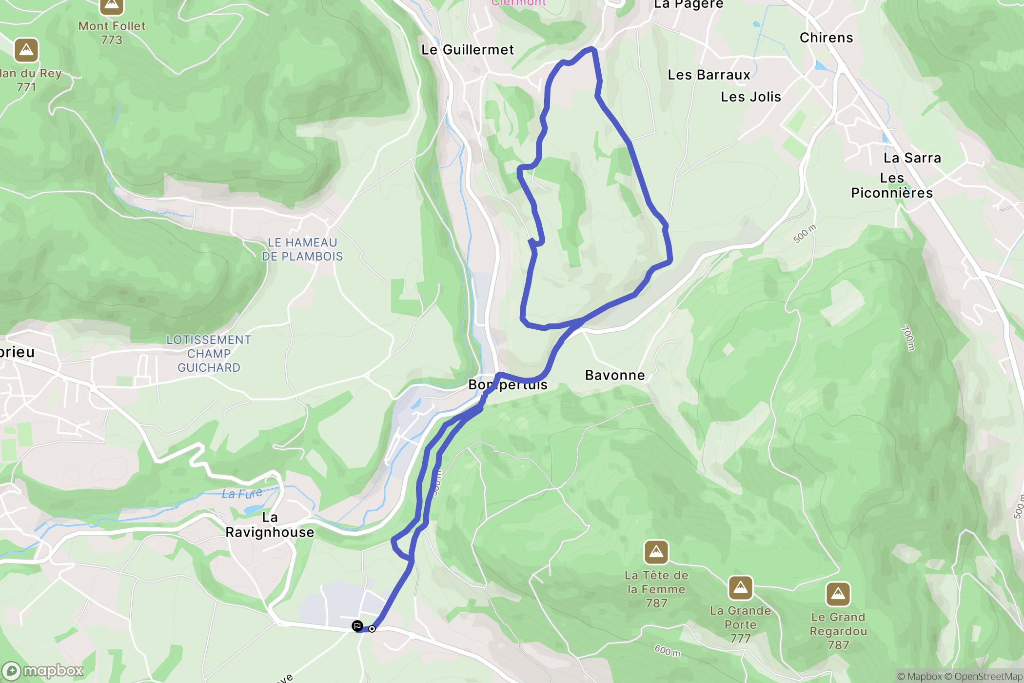 La Murette : carte du parcours de randonnée - France